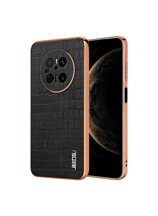Case For Huawei Mate 70 Electroplated Frame Crocodile Texture Full Coverage Phone Case