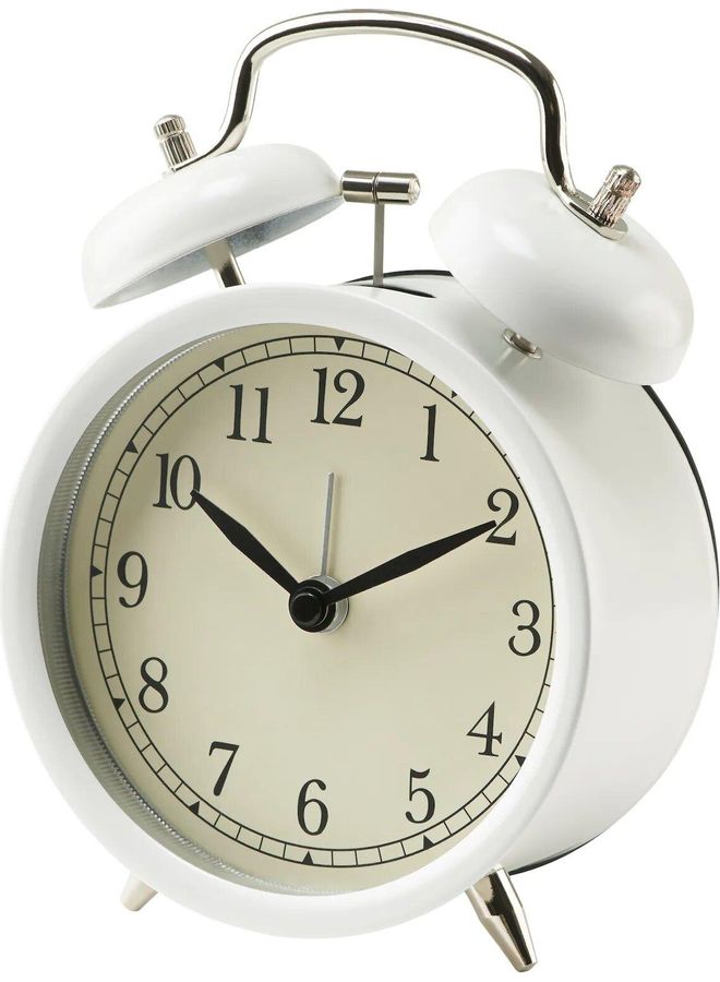NIBEMINENT Round Alarm Clock White 14x6x10cm - Image 1