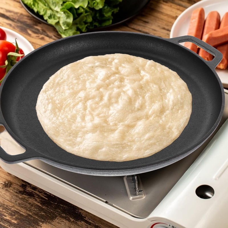 Cast Iron Pancake Pan 30cm Flat Skillet Non-stick Cooking Pan for Home Kitchen Pizza Omelette Cooking Tool - Image 5