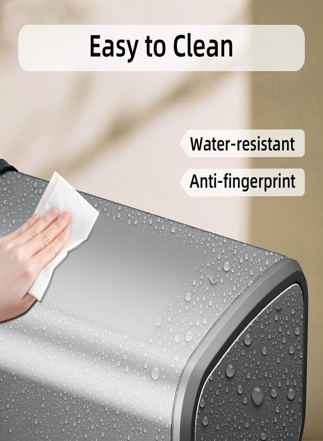 KHMMGK 8L/2.1 Gal Small Bathroom Trash Can with Lid, Swing-Top Rectangular Waste Bin, Stainless Steel Garbage Can for Home, Office, Toilet, Bedroom, Living Room (Silver) - Image 5