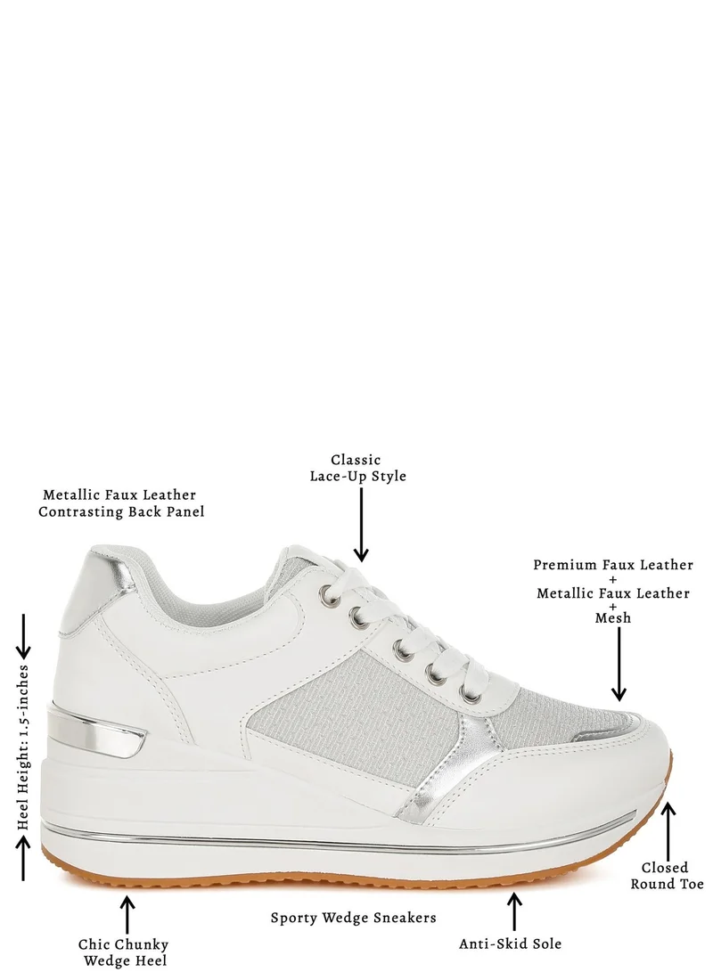 London Rag white London Rag Women's Chunky Mesh Lace Up Sneakers In White for Women | Best Price UAE