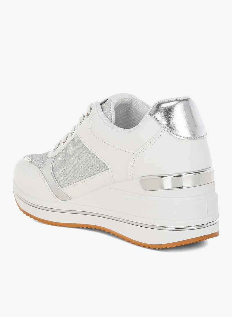 London Rag white London Rag Women's Chunky Mesh Lace Up Sneakers In White for Women | Best Price UAE