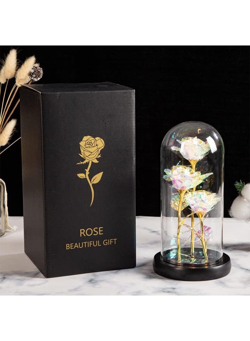 MONOGUE Galaxy Rose Flower Gift Colorful Artificial Rose Flower Gifts Forever in Glass Dome - Image 4