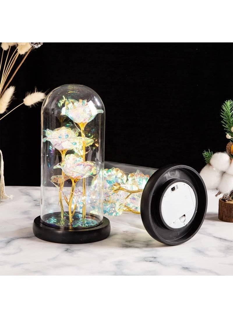 MONOGUE Galaxy Rose Flower Gift Colorful Artificial Rose Flower Gifts Forever in Glass Dome - Image 3