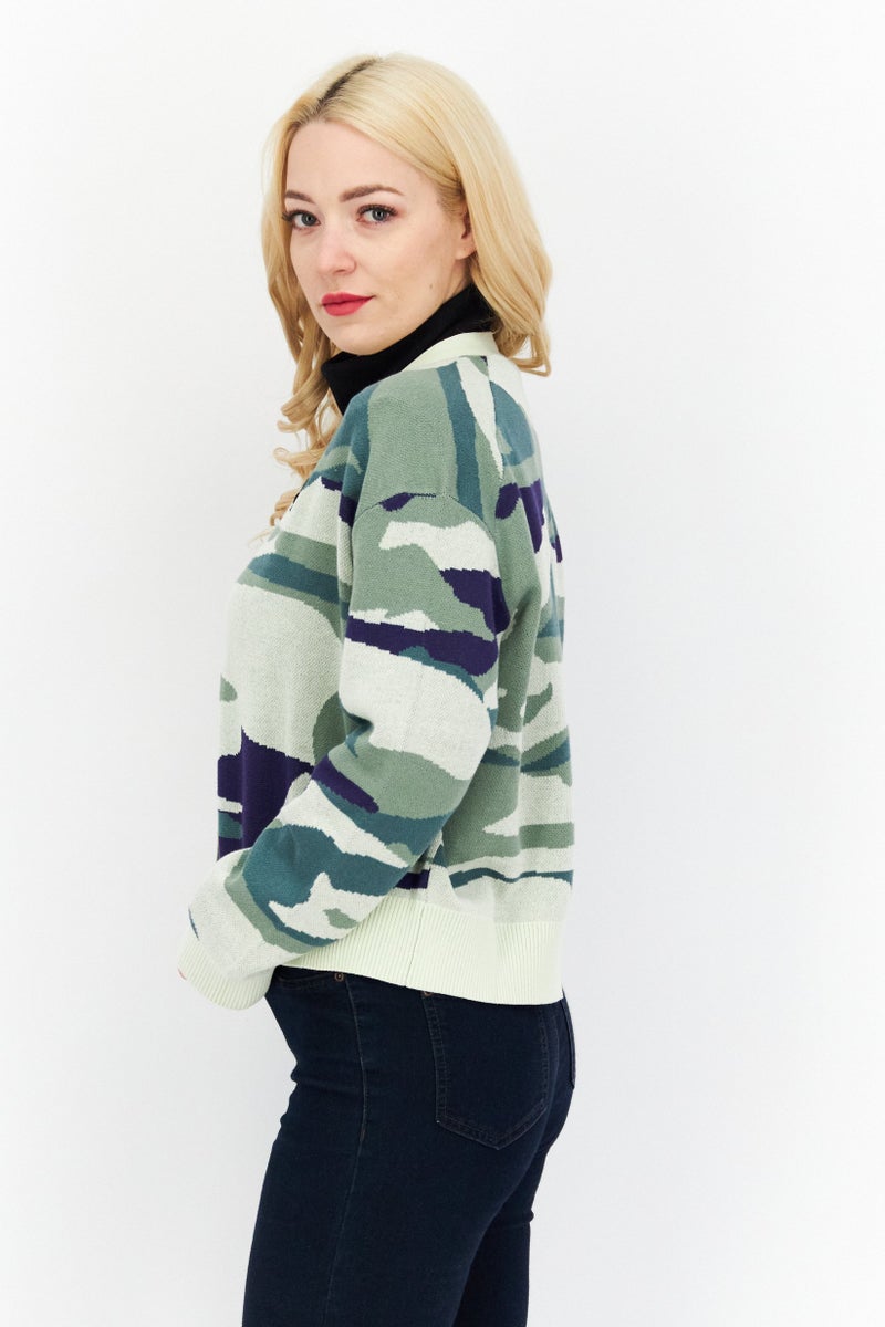 Lyle & Scott كارديغانات نسائية بياقة على شكل حرف V بشعار العلامة التجارية، مجموعة خضراء - Image 3