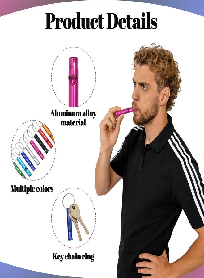 MOSIOBERDAVIAN 54 Pcs Emergency Whistle with Keychain, Aluminum Emergency Survival Whistle for Camping Hiking Hunting Fishing Boating Outdoors Sports, Loud Sound（7 Colors） - Image 3