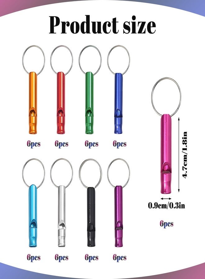 MOSIOBERDAVIAN 54 Pcs Emergency Whistle with Keychain, Aluminum Emergency Survival Whistle for Camping Hiking Hunting Fishing Boating Outdoors Sports, Loud Sound（7 Colors） - Image 2