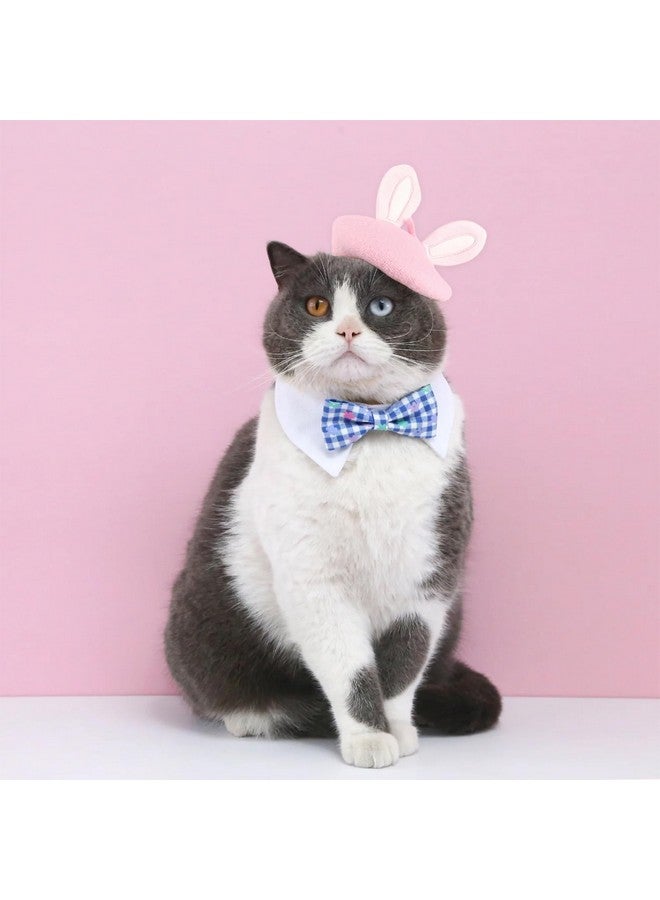 قبعة بيريه وردية اللون للقطط والكلاب الأليفة، قبعة بيريه صوفية بأذني أرنب، إكسسوارات لأغطية رأس الحيوانات الأليفة لحفلات عيد الفصح وأعياد الميلاد - Image 3