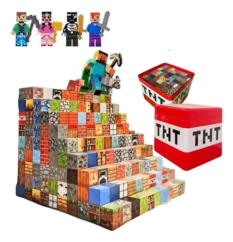 Magnetic Blocks 200 Pieces 2cm Forest-Themed Set - ABS Safe Materials Building Toys for Toddlers Preschool Kids - Image 1