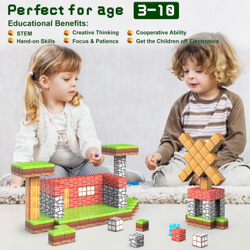 Magnetic Blocks 200 Pieces 2cm Forest-Themed Set - ABS Safe Materials Building Toys for Toddlers Preschool Kids - Image 4