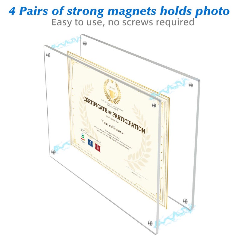 جويوفيب Juoifip 3 Pack 8.5x11 إطار صورة أكريليك لا يوجد حفر مثبتة على جدار الصور بدون إطار لاصق ذاتي الشهادة المغناطيسية واضحة الإطارات دبلوم هدية التخرج لأصدقاء العائلة - Image 2