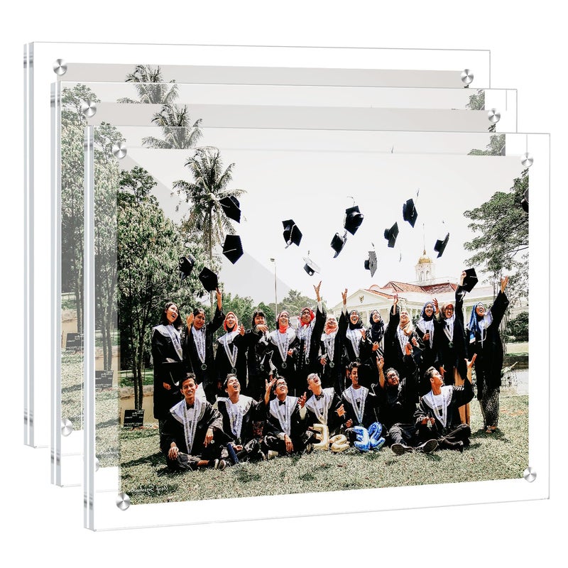 جويوفيب Juoifip 3 Pack 8.5x11 إطار صورة أكريليك لا يوجد حفر مثبتة على جدار الصور بدون إطار لاصق ذاتي الشهادة المغناطيسية واضحة الإطارات دبلوم هدية التخرج لأصدقاء العائلة - Image 1