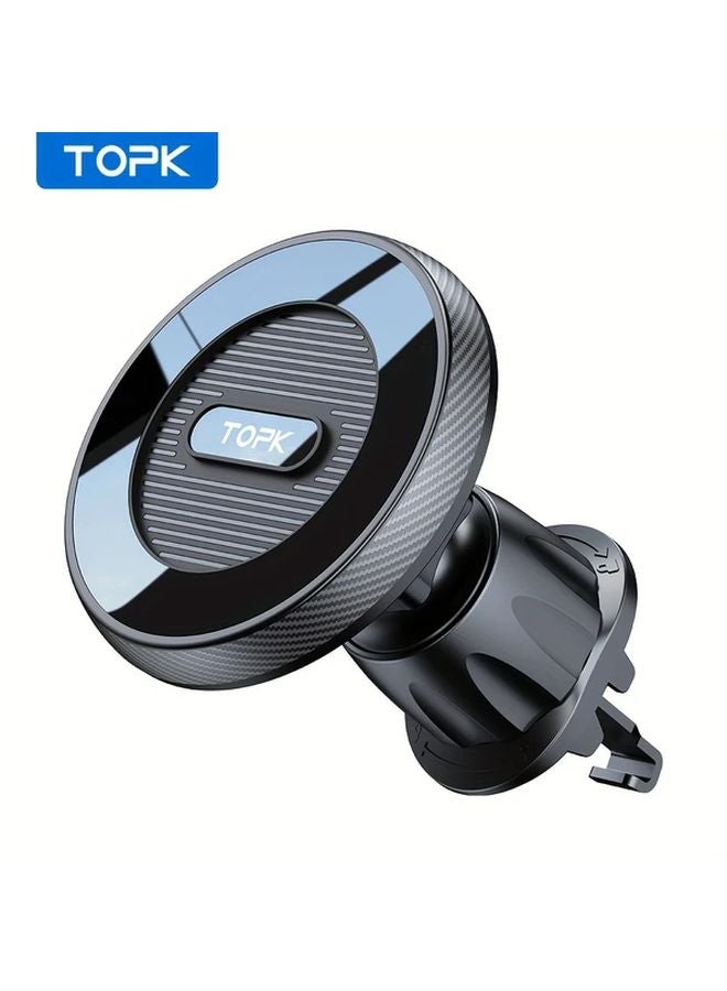 Black Magnetic Car Phone Mount Powerful Magnetism Single Hand Operation Compatible with iPhone 15 14 13 12 Pro Max Plus - Image 1