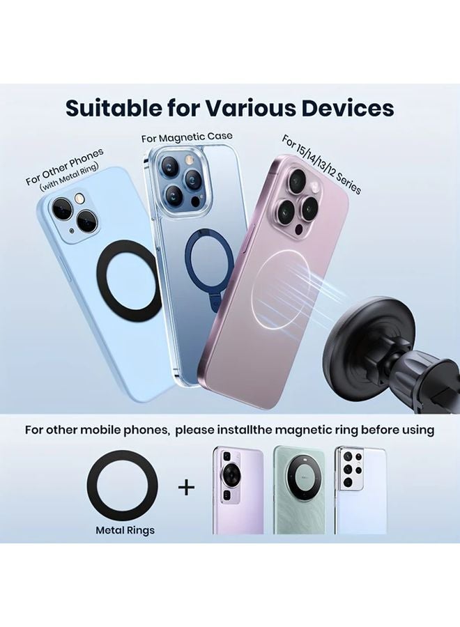 Black Magnetic Car Phone Mount Powerful Magnetism Single Hand Operation Compatible with iPhone 15 14 13 12 Pro Max Plus - Image 5