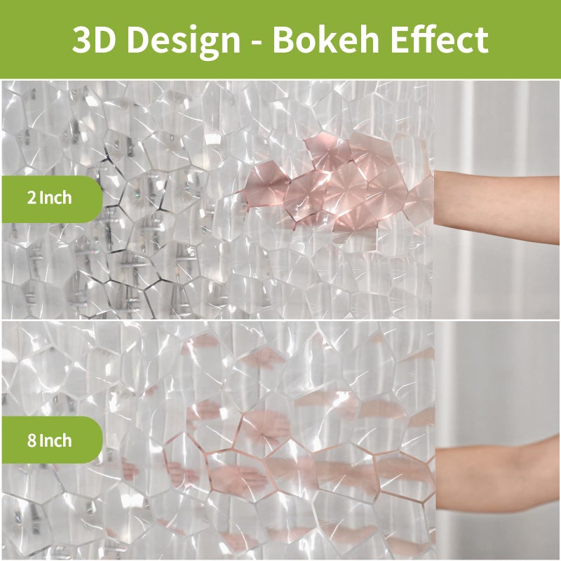 OTraki ستارة دش OTraki شفافة بطول 72 × 78 بوصة ستائر حمام طويلة ستارة دش شفافة 3D مكعب ماء مقاومة للماء شفافة مع 12 حلقة خطاف - Image 4