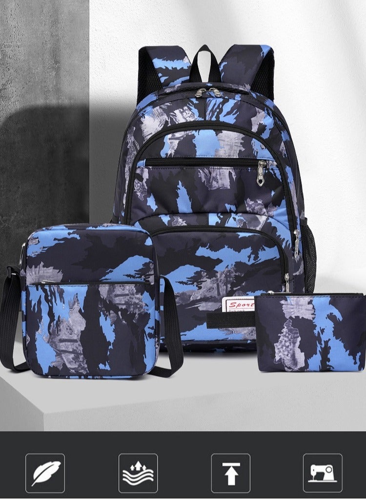 New Lightweight Casual Three-Piece Student Backpack Set 31*45*15cm - Image 4