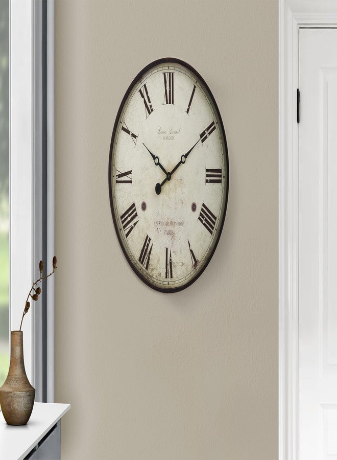 Monarch Specialties I 9057 Clocks, 20" Round, Wall Clock, Antique Brown, Transitional - Image 2