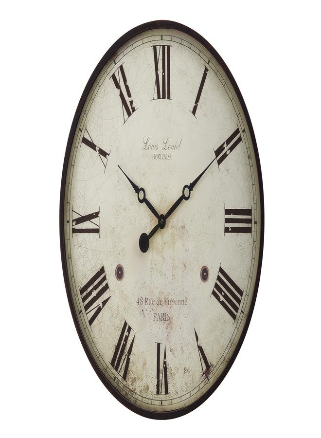 Monarch Specialties I 9057 Clocks, 20" Round, Wall Clock, Antique Brown, Transitional - Image 1