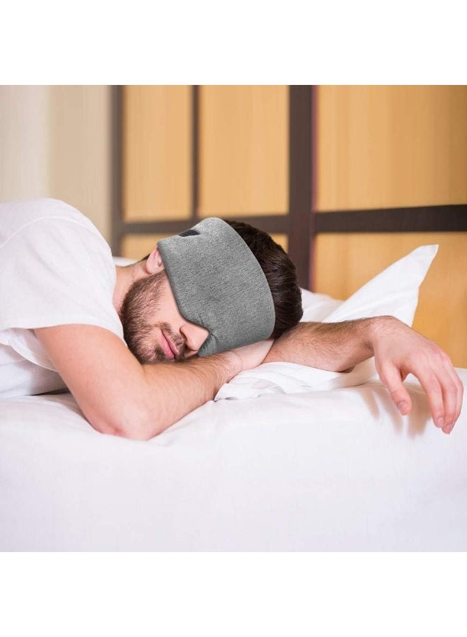 FRESHME Handmade Cotton Sleep Mask - Upgrade Design Light Blocking Sleeping Eye Mask Soft Oversized Eye Shape Blinder Blindfold Airplane with Pouch for Nap Sleeping Travel for Women Men Kids(Gray Modal) - Image 5