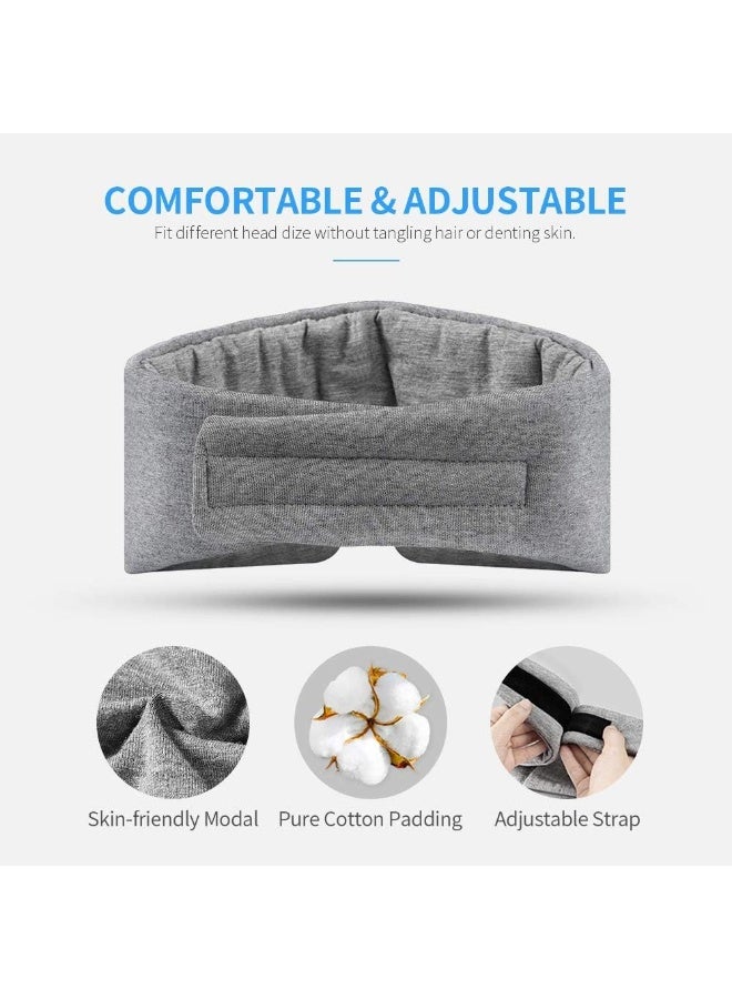 FRESHME Handmade Cotton Sleep Mask - Upgrade Design Light Blocking Sleeping Eye Mask Soft Oversized Eye Shape Blinder Blindfold Airplane with Pouch for Nap Sleeping Travel for Women Men Kids(Gray Modal) - Image 3