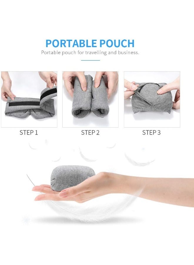 FRESHME Handmade Cotton Sleep Mask - Upgrade Design Light Blocking Sleeping Eye Mask Soft Oversized Eye Shape Blinder Blindfold Airplane with Pouch for Nap Sleeping Travel for Women Men Kids(Gray Modal) - Image 4