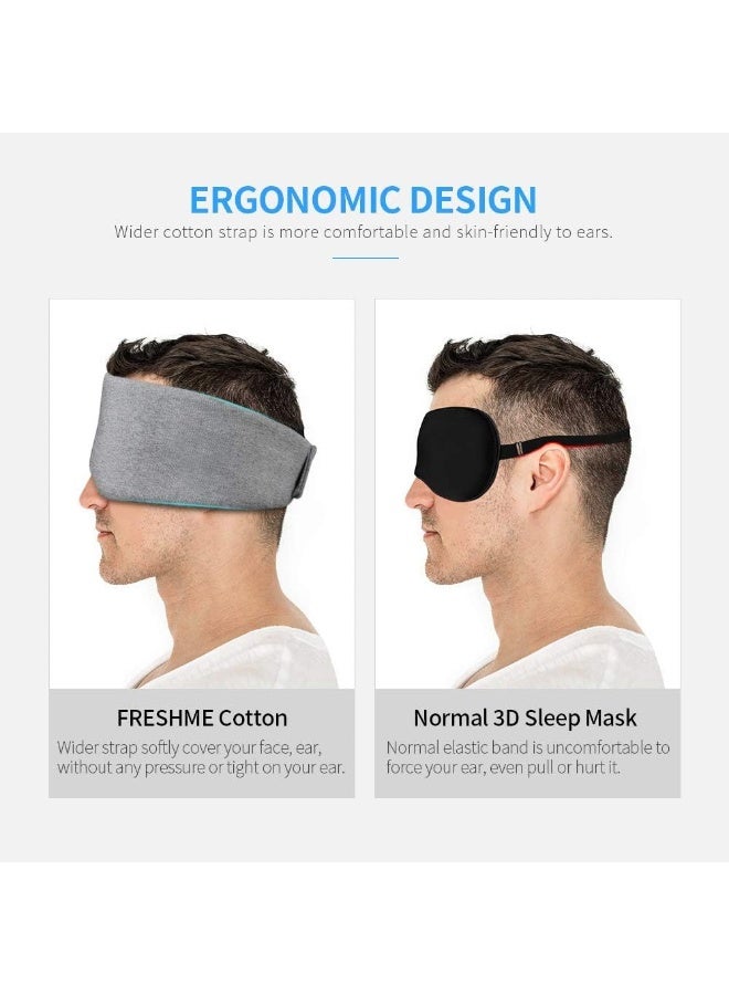 FRESHME Handmade Cotton Sleep Mask - Upgrade Design Light Blocking Sleeping Eye Mask Soft Oversized Eye Shape Blinder Blindfold Airplane with Pouch for Nap Sleeping Travel for Women Men Kids(Gray Modal) - Image 2
