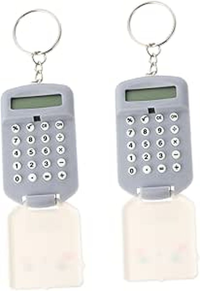 2pcs Mini Cartoon Calculator Portable Arithmetic Tool Students School Office LCD Display Gray - Image 1