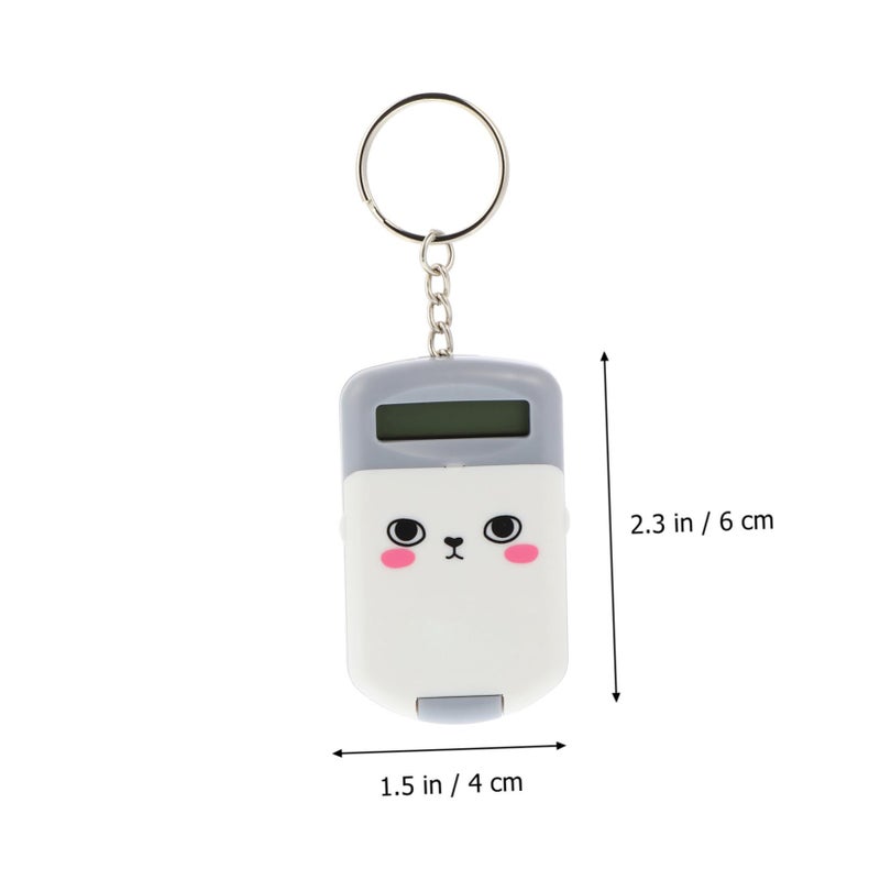 2pcs Mini Cartoon Calculator Portable Arithmetic Tool Students School Office LCD Display Gray - Image 3