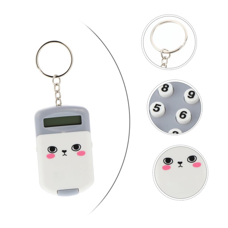 2pcs Mini Cartoon Calculator Portable Arithmetic Tool Students School Office LCD Display Gray - Image 4