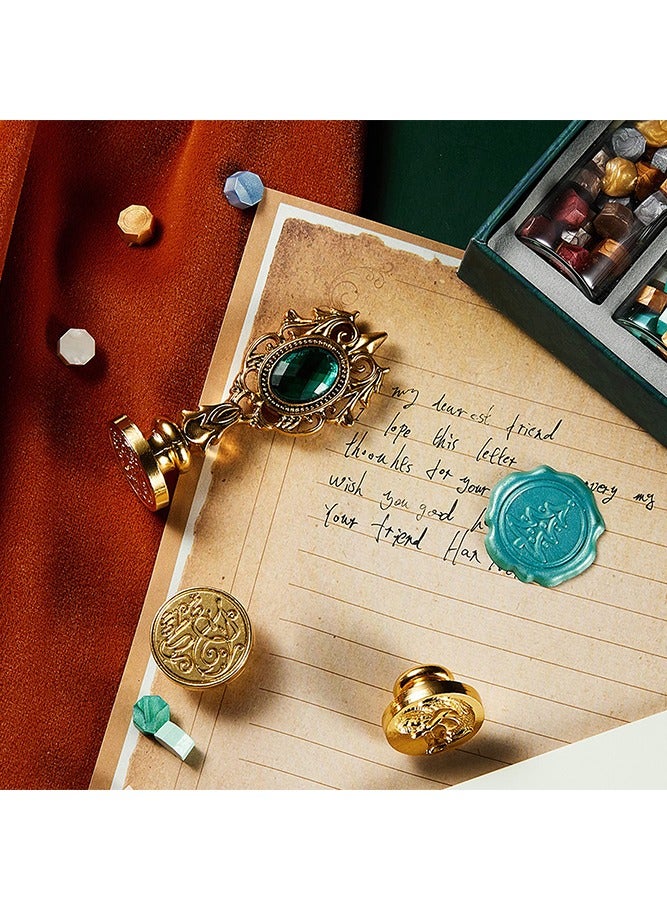 NIIMBOT Wax Seal Stamp Kit with Gift Box, 90 Pcs Wax Seal Beads and 3 Wax Seal Stamp, Sealing Wax Warmer, Vintage Wax Seal Stamp Wax Seal Metallic Pen, Anti-Scalding Wax Melting Spoon, Wax Sealing Beads Wax Seal Kit for Gift and Decoration - Image 5