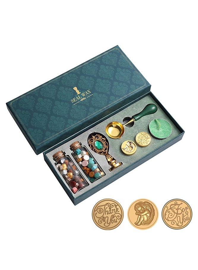 NIIMBOT Wax Seal Stamp Kit with Gift Box, 90 Pcs Wax Seal Beads and 3 Wax Seal Stamp, Sealing Wax Warmer, Vintage Wax Seal Stamp Wax Seal Metallic Pen, Anti-Scalding Wax Melting Spoon, Wax Sealing Beads Wax Seal Kit for Gift and Decoration - Image 2