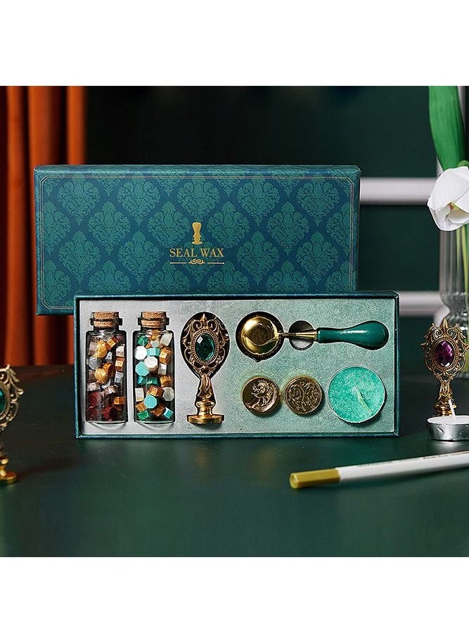 Generic - Wax Seal Stamp Kit with Gift Box, 90 Pcs Wax Seal Beads and 3 Wax Seal Stamp, Sealing Wax Warmer, Vintage Wax Seal Stamp Wax Seal Metallic Pen, Anti-Scalding Wax Melting Spoon, Wax Sealing Beads Wax Seal Kit for Gift and Decoration - Image 1