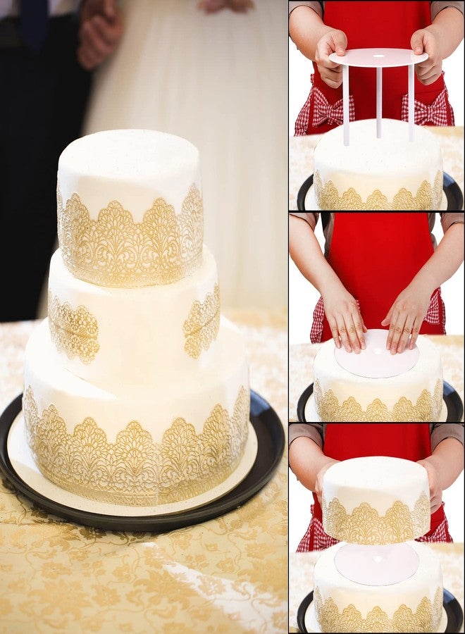 ZEAYEA 24 Pieces Cake Dowel Rods with 8 Pieces Cake Separator Plates for 4, 6, 8, 10 Inch 4 Tiered Cakes, Plastic Cake Sticks Support Rods and Cake Boards for Cake Construction and Stacking - Image 5