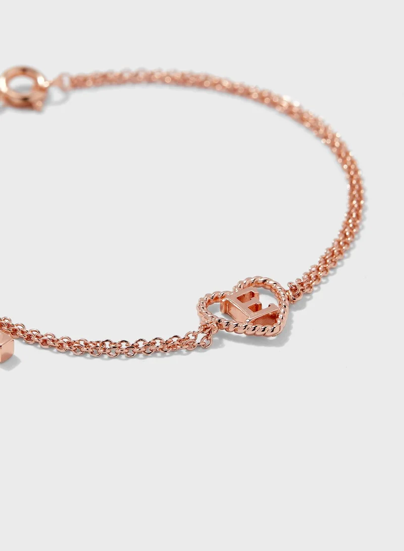 OLIVIA BURTON OBJIHBE03 Heart Initial Chain E-Charm Bracelet