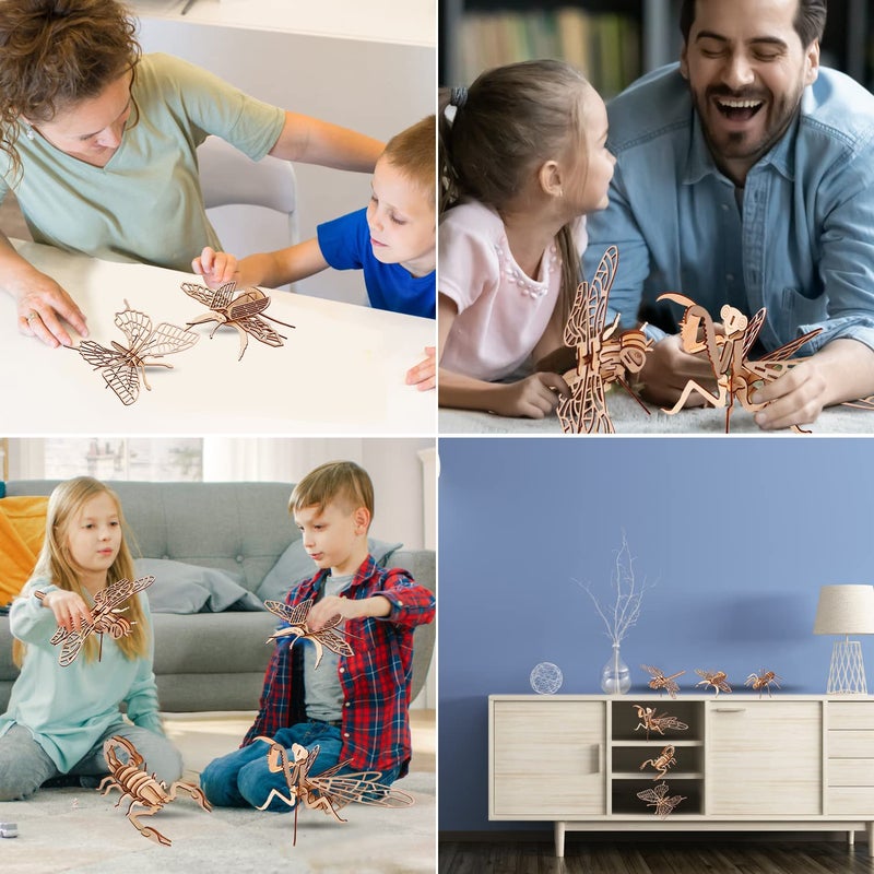 calary 3D Wooden Puzzle Simulation Animal Dinosaur Assembly DIY Model Toy for Kids and Adults,Set of 6 - Image 5