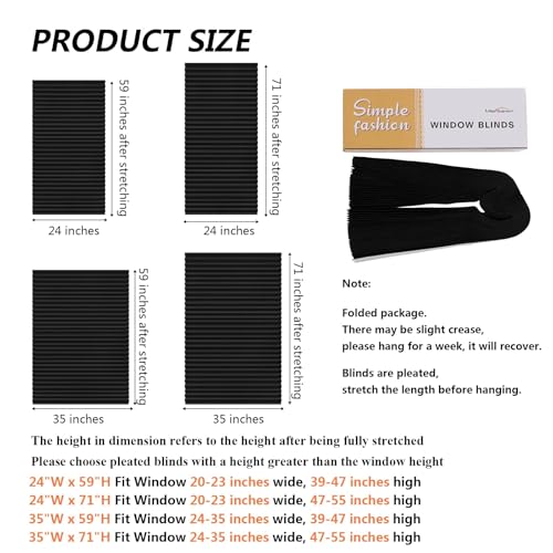Maritown Window Blinds Cordless Blackout No Drill Cut to Size Clip On Stick On Self Adhesive Temporary Blinds Pleated Paper Blinds for Windows Doors Shades for Home Nursery Bedroom Kitchen Bathroom - Image 2