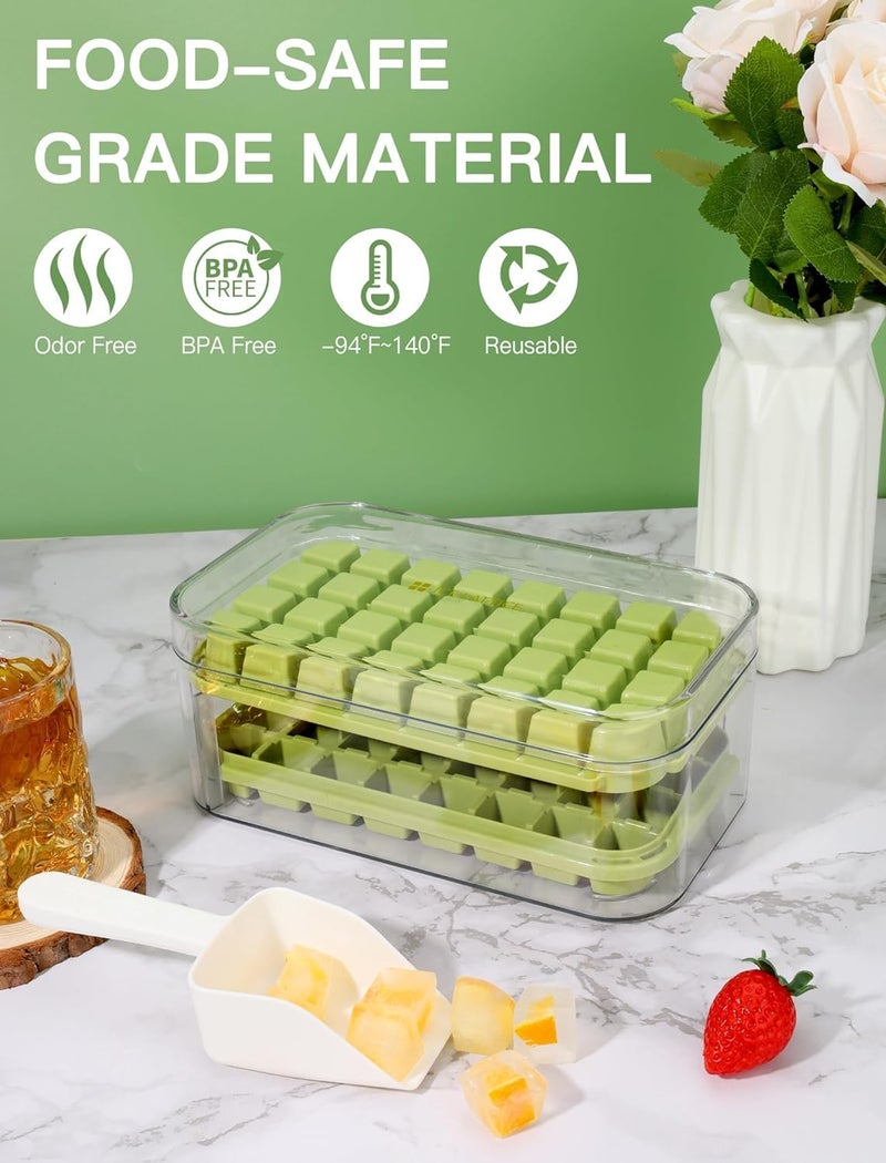 Plenteous Ice Cube Tray with Lid and Bin 2 Pack Press and Release Ice Cube Trays for Freezer 32 Pcs Ice Cube Mold Multi Color - Image 5