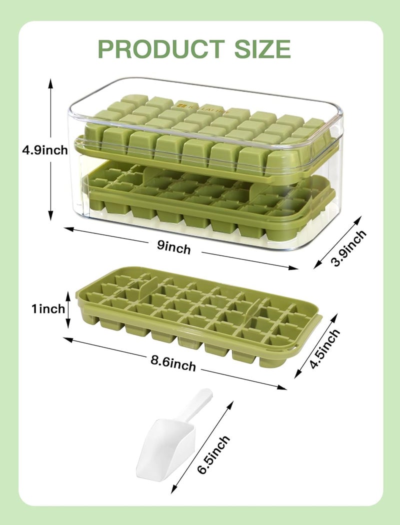 Plenteous Ice Cube Tray with Lid and Bin 2 Pack Press and Release Ice Cube Trays for Freezer 32 Pcs Ice Cube Mold Multi Color - Image 3