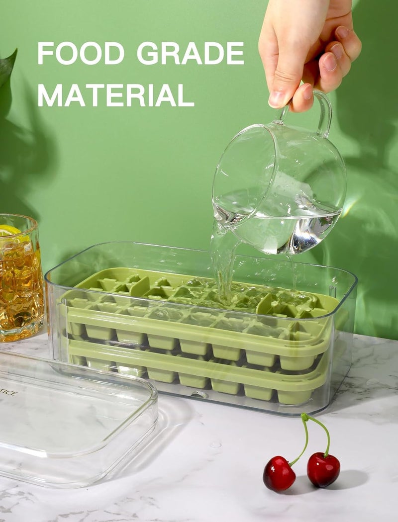 Plenteous Ice Cube Tray with Lid and Bin 2 Pack Press and Release Ice Cube Trays for Freezer 32 Pcs Ice Cube Mold Multi Color - Image 4