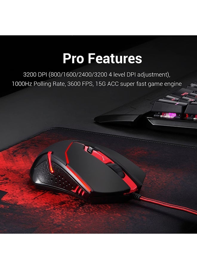 Redragon M601 Gaming Mouse Wired with red led, 3200 DPI 6 ons Ergonomic CENTROPHORUS Gaming Mouse for PC - Image 4
