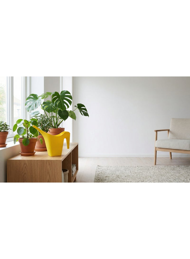 Vibrant Yellow Plastic Long Spout Watering Can 2-Litre Capacity for Indoor & Outdoor Houseplants - Manual Garden Watering Pot & Supplies - Image 3