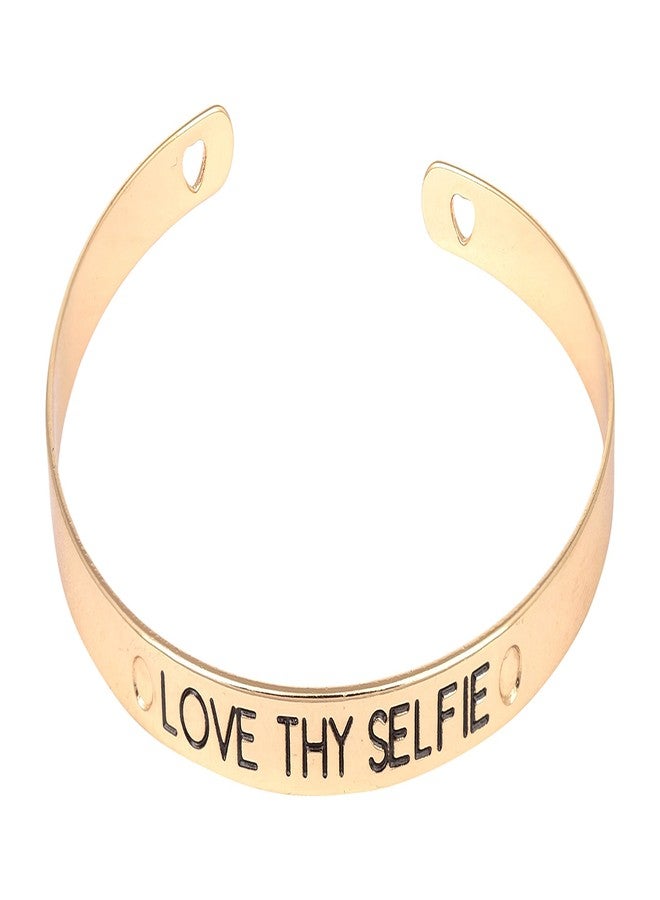 ARENDELLE Engraved with Love Thy Selfie Karma Kada in Gold [ABR064] - Image 1
