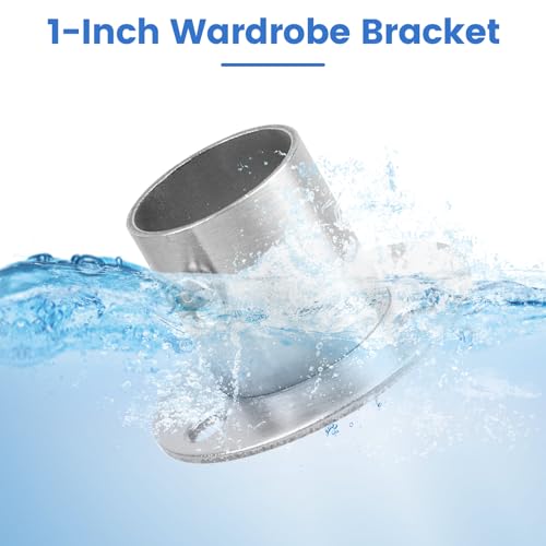 Geesatis 4PCS Total Height 1.57" Fit Diameter 1.0" Pipes High Flange Holder Rod Stainless Steel for Wardrobe Ceiling Mounting Bracket, with Screws - Image 3