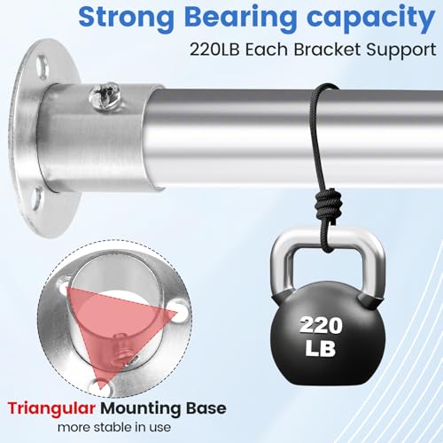 Geesatis 4PCS Total Height 1.57" Fit Diameter 1.0" Pipes High Flange Holder Rod Stainless Steel for Wardrobe Ceiling Mounting Bracket, with Screws - Image 5