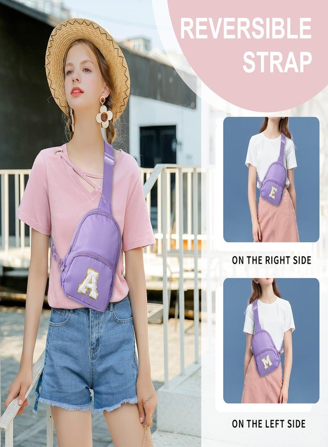 YOOLIFE هدايا عيد ميلاد من يوليف للفتيات والسيدات، حقيبة كتف وردية اللون مزينة بحرف أولي مخصص للفتيات المراهقات | حقيبة كروسبودي مزينة بحرف أولي هدية عيد ميلاد للفتيات المراهقات، هدايا عيد الميلاد للفتيات المراهقات (بنفسجي A) - Image 3