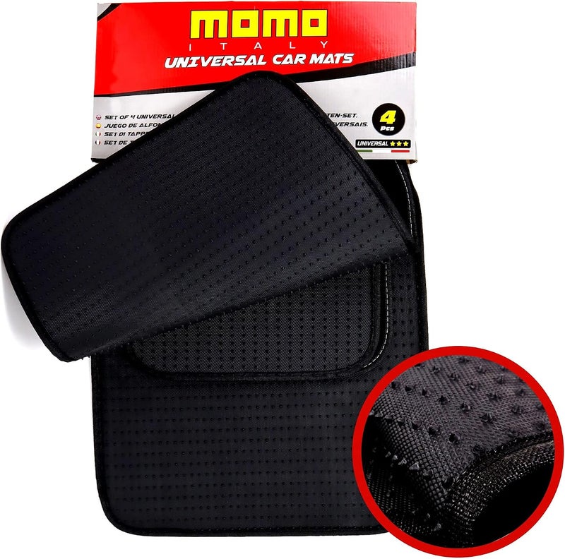 MOMO COMPLETE SET 4 PIECES UNIVERSAL CAR MATS 015 BLACK/WHITE - Image 5