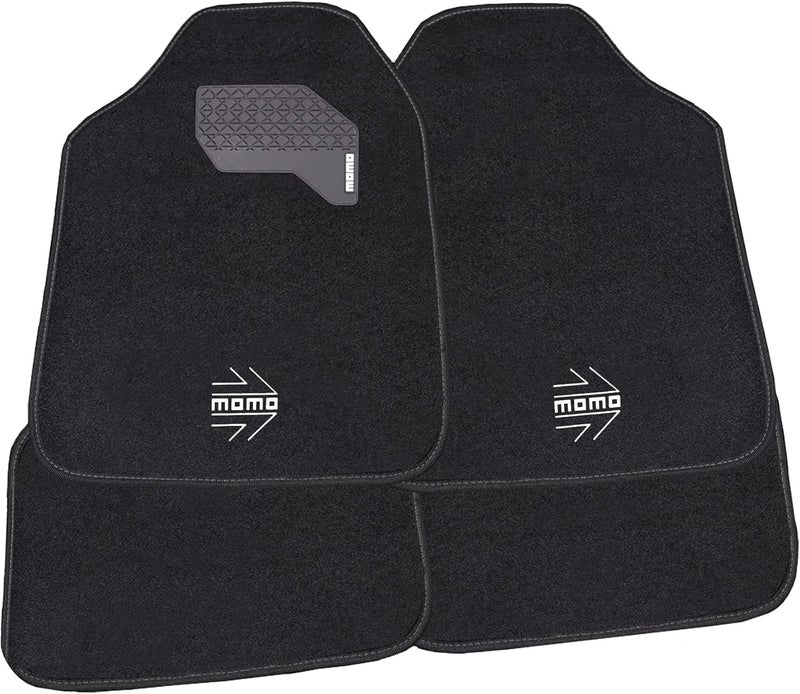 MOMO COMPLETE SET 4 PIECES UNIVERSAL CAR MATS 015 BLACK/WHITE - Image 1