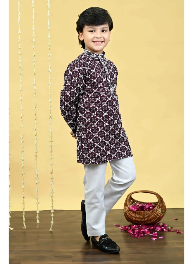 BT DEZINES Boys Burgundy Kurta Pajama Set