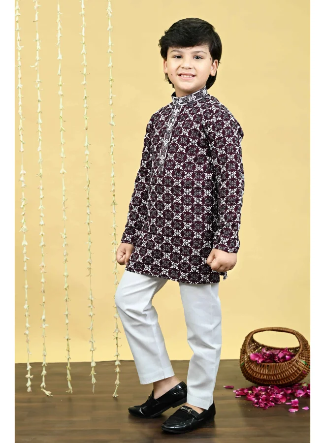 BT DEZINES Boys Burgundy Kurta Pajama Set