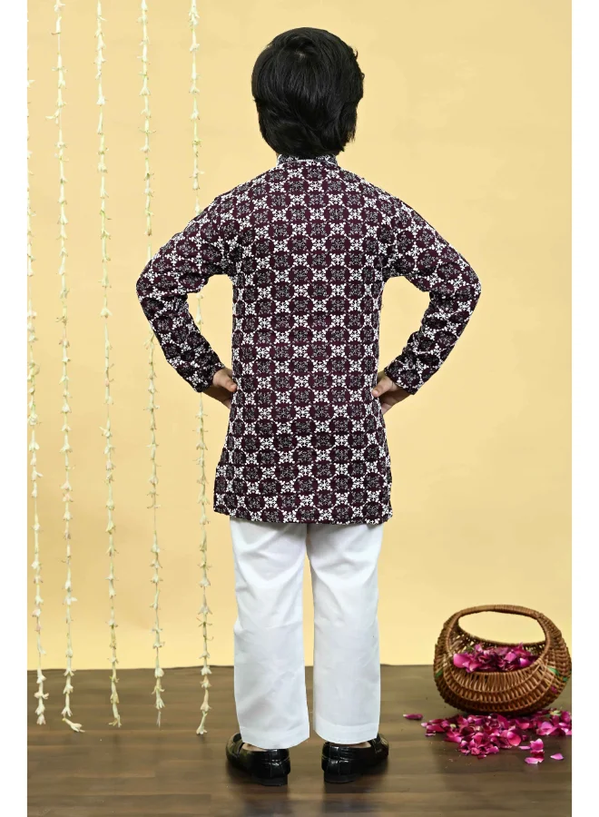 BT DEZINES Boys Burgundy Kurta Pajama Set